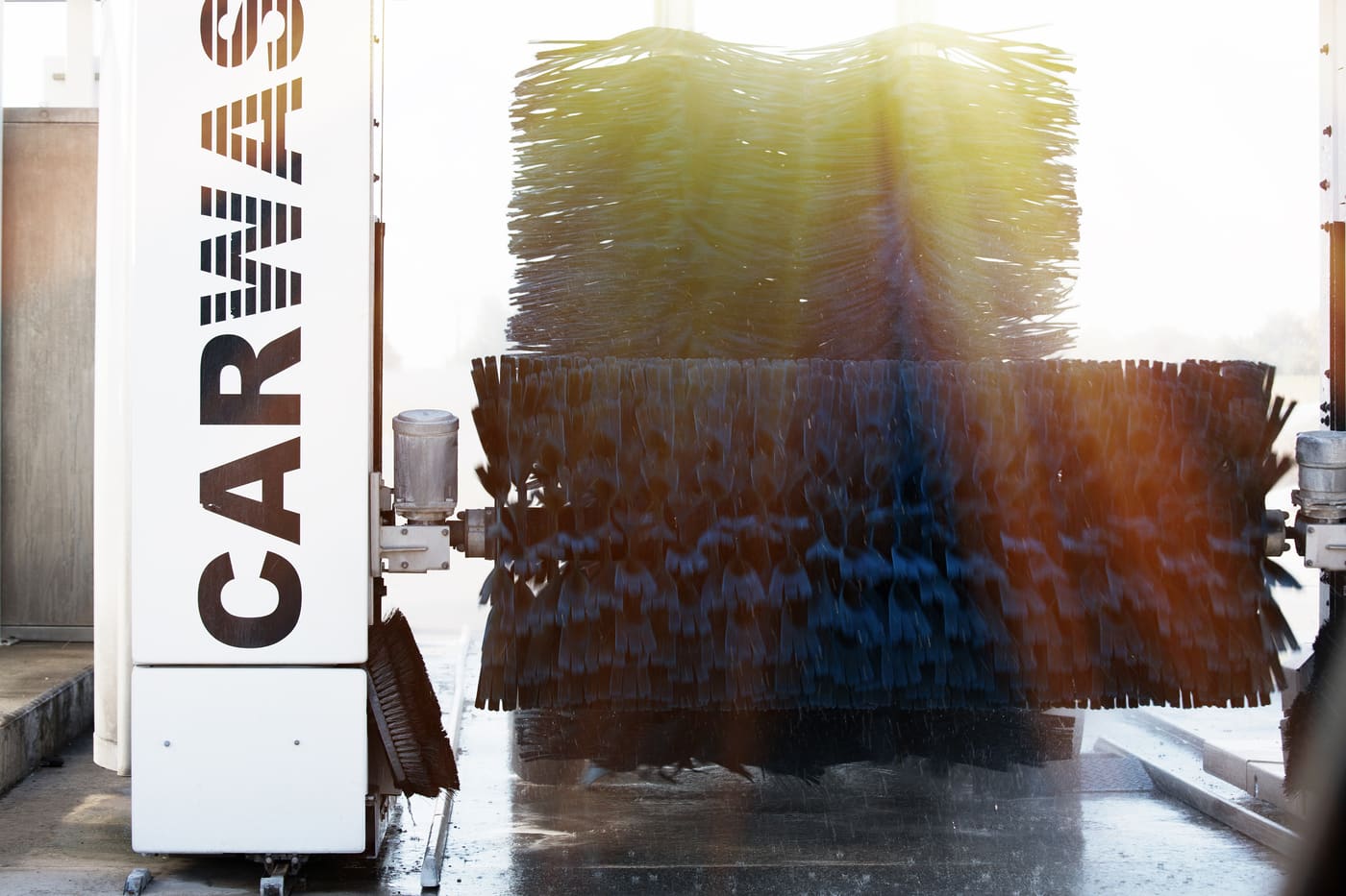 Spinning brushes of an automatic car wash